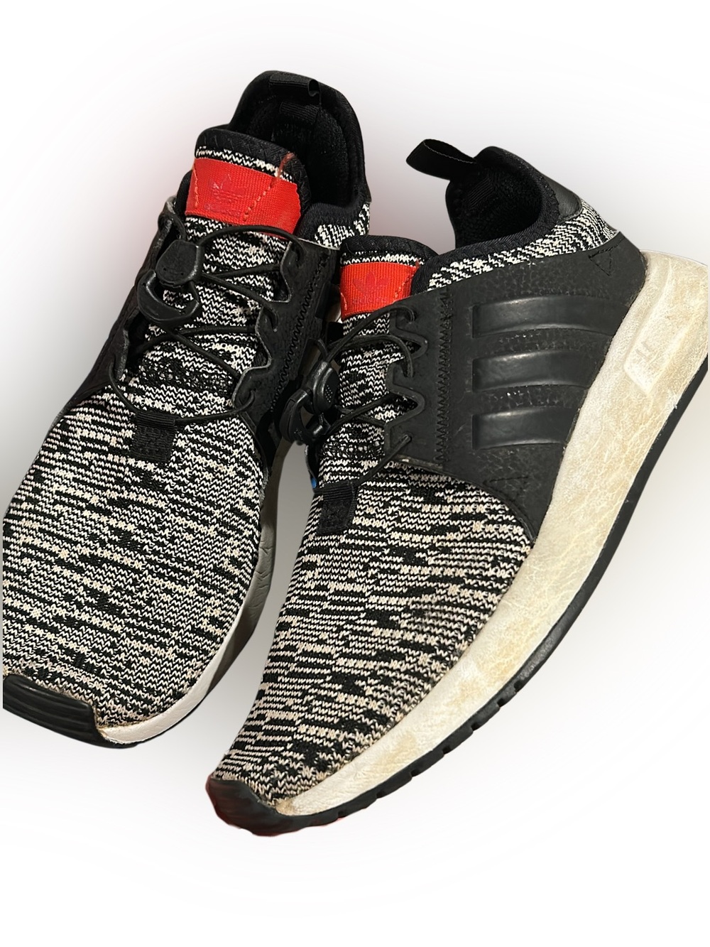 adidas Kids Knit Sneakers - Black, White & Red Accent